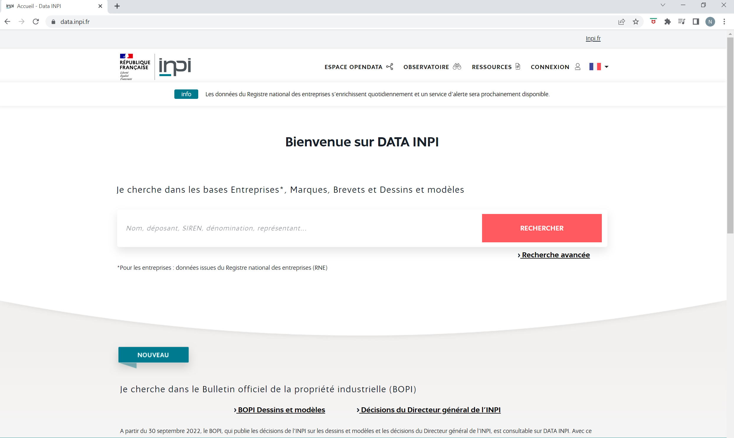 https://data.inpi.fr/ - Portail d'accès au registre des bénéficiaires effectifs